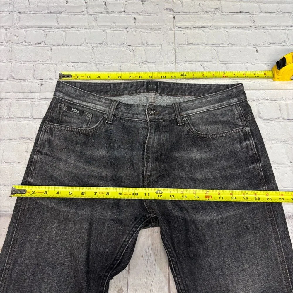 Hugo Boss Men Delaware Slim Fit Jeans Size 34x32 Black Denim D119 -16